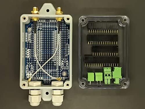 qBoxMini DIY IOT Enclosure Plus Kit (Two SMAs), IOT Enclosure for Arduino MKR Feather ESP32 Cellular LoRa WiFi board, Waterproof IP65 Enclosure with glands, prototyping PCB connectors set and Two SMAs