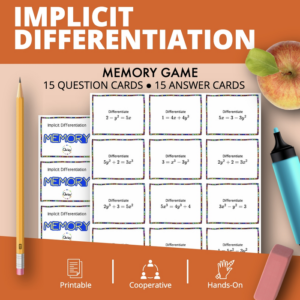calculus derivatives: implicit differentiation math memory game