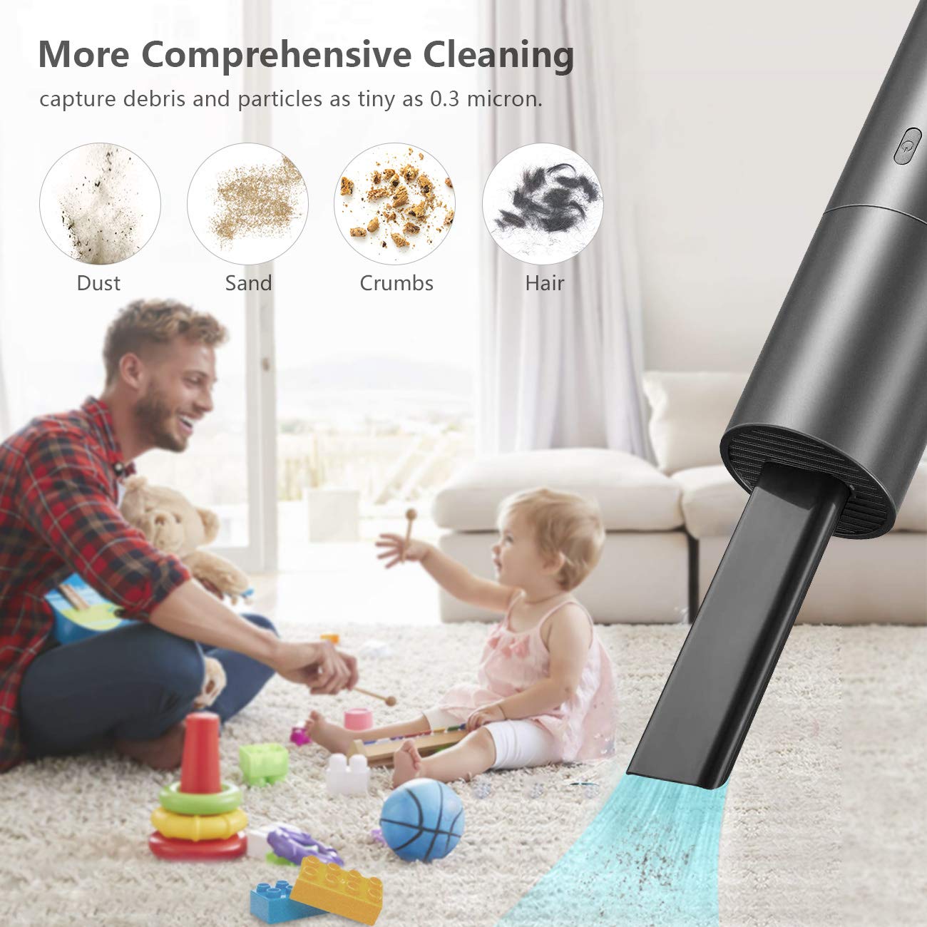 EASYOB Cordless Vacuum Cleaner, Mini Handheld Vacuum USB Rechargeable, Small Dust Buster and Blower 2 in 1, Convenient to Clean Car, Desktop, Keyboard, Computer, Kitchen, Cabinet