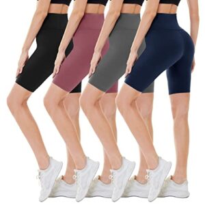 campsnail 4 pack biker shorts for women – 8" high waist tummy control workout yoga running compression exercise shorts