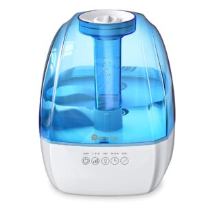 cool mist humidifier - 4.5l ultrasonic humidifiers for bedroom, quiet humidifier large room with 3 mist levels, sleep mode, smart timer, night light, all night moisture humidifier for baby home office