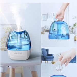 Cool Mist Humidifier - 4.5L Ultrasonic Humidifiers for Bedroom, Quiet Humidifier Large Room with 3 Mist Levels, Sleep Mode, Smart Timer, Night Light, All Night Moisture Humidifier for Baby Home Office