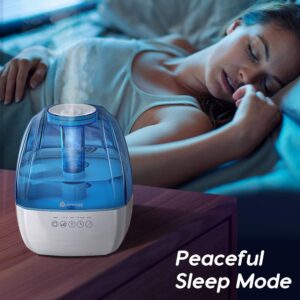 Cool Mist Humidifier - 4.5L Ultrasonic Humidifiers for Bedroom, Quiet Humidifier Large Room with 3 Mist Levels, Sleep Mode, Smart Timer, Night Light, All Night Moisture Humidifier for Baby Home Office