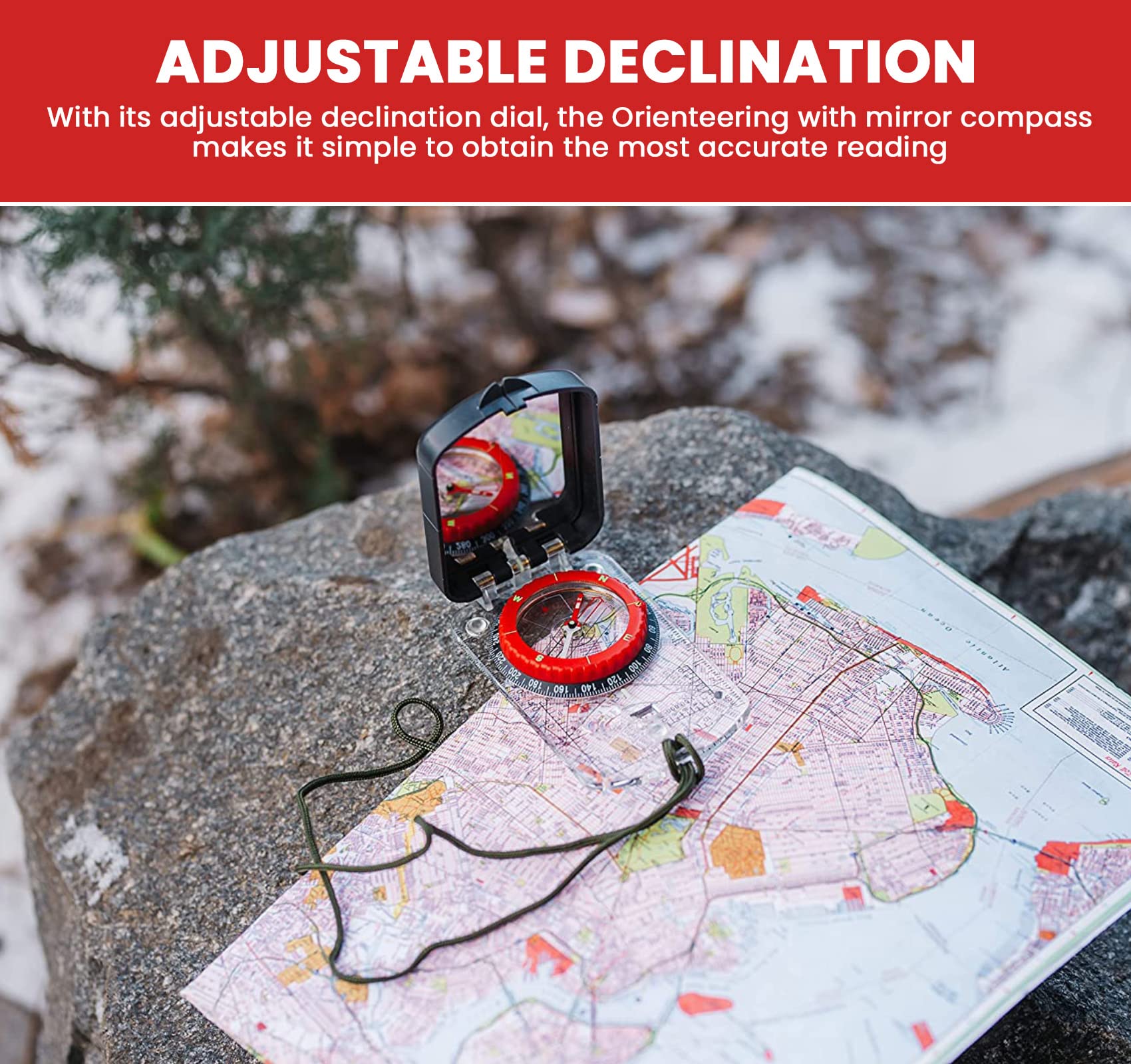 Sighting Compass Mirror Adjustable Declination - Boy Scout Compass Survival Camping | Base Plate Compass Kids Navigation | Orienteering Compass Hiking Map Read Military Compass Backpacking Clinometers
