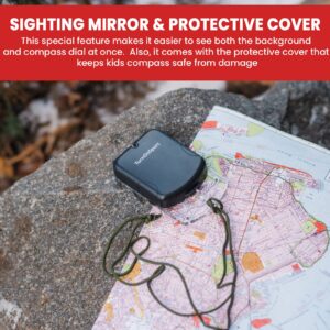 Sighting Compass Mirror Adjustable Declination - Boy Scout Compass Survival Camping | Base Plate Compass Kids Navigation | Orienteering Compass Hiking Map Read Military Compass Backpacking Clinometers