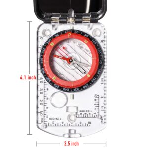 Sighting Compass Mirror Adjustable Declination - Boy Scout Compass Survival Camping | Base Plate Compass Kids Navigation | Orienteering Compass Hiking Map Read Military Compass Backpacking Clinometers