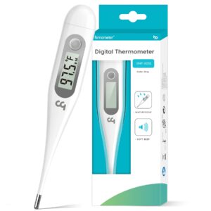 thermometer for adults, oral thermometer for fever, thermometer with fever alert, memory recall, c/f switchable, rectum armpit reading thermometer for whole family, gray