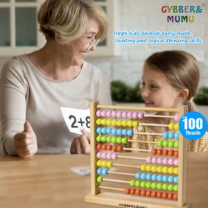 GYBBER&MUMU Wooden Counting Number Maths Learning Abacus Educational Toy, Multicolor