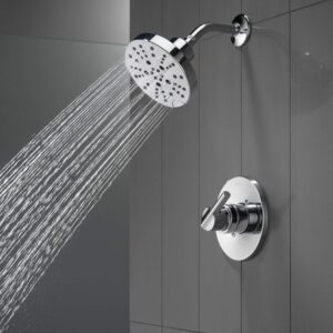 Delta Faucet Nicoli 14 Series Single-Handle Shower Faucet, Shower Trim Kit with 5-Spray H2Okinetic Shower Head, Chrome 142749 (Shower Valve Included)