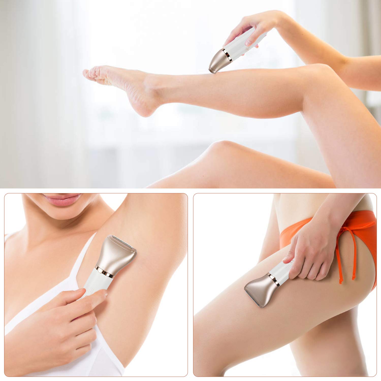 Electric Razor for Women - Painless 2-in-1 Women Shaver Hair Remover for Face, Legs and Underarm, Portable Waterproof Bikini Trimmer Wet and Dry Cordless Lady Hair Removal - Micro USB Recharge