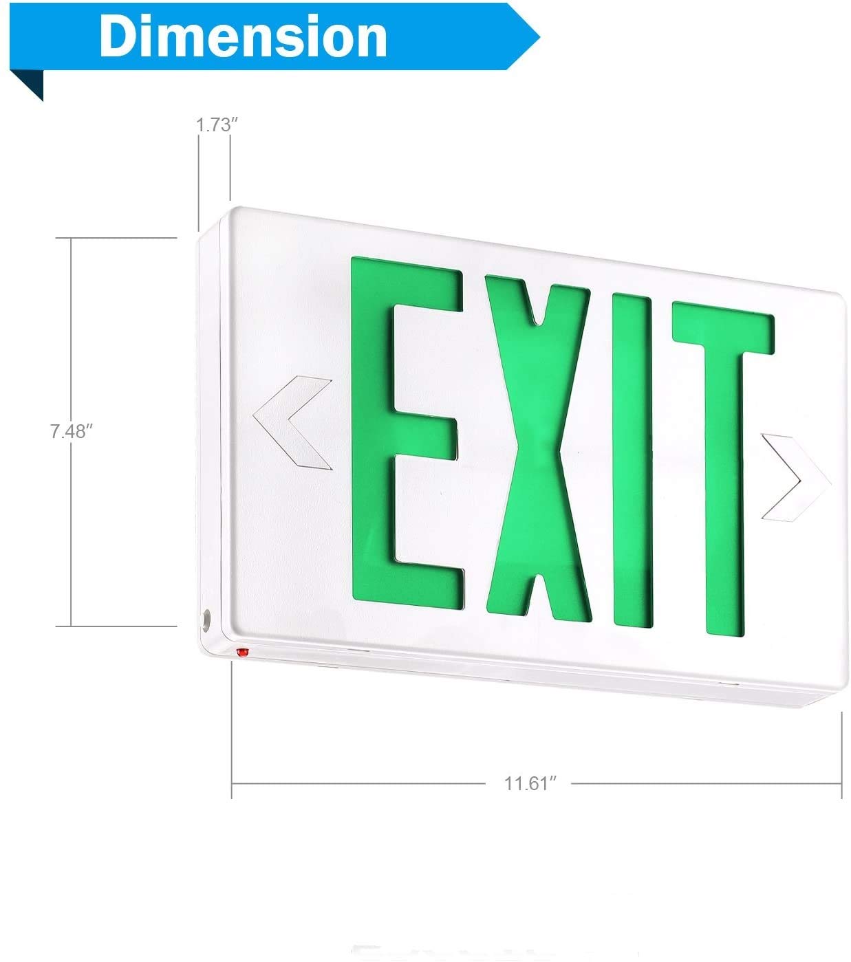 EXITLUX 2 Pack Green Led Emergency Exit Lights with Battery Backup-UL Listed 120/227VAC Double Face- Exit Sign with Emergency Lights-Plug in Emergency Battery Exit Lights.