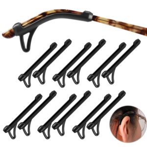 smarttop eyeglasses ear grips sleeve-upgrade anti-slip eyewear retainer-sleeve with hook design-soft and comfort glasses ear hooks 6pairs (black)