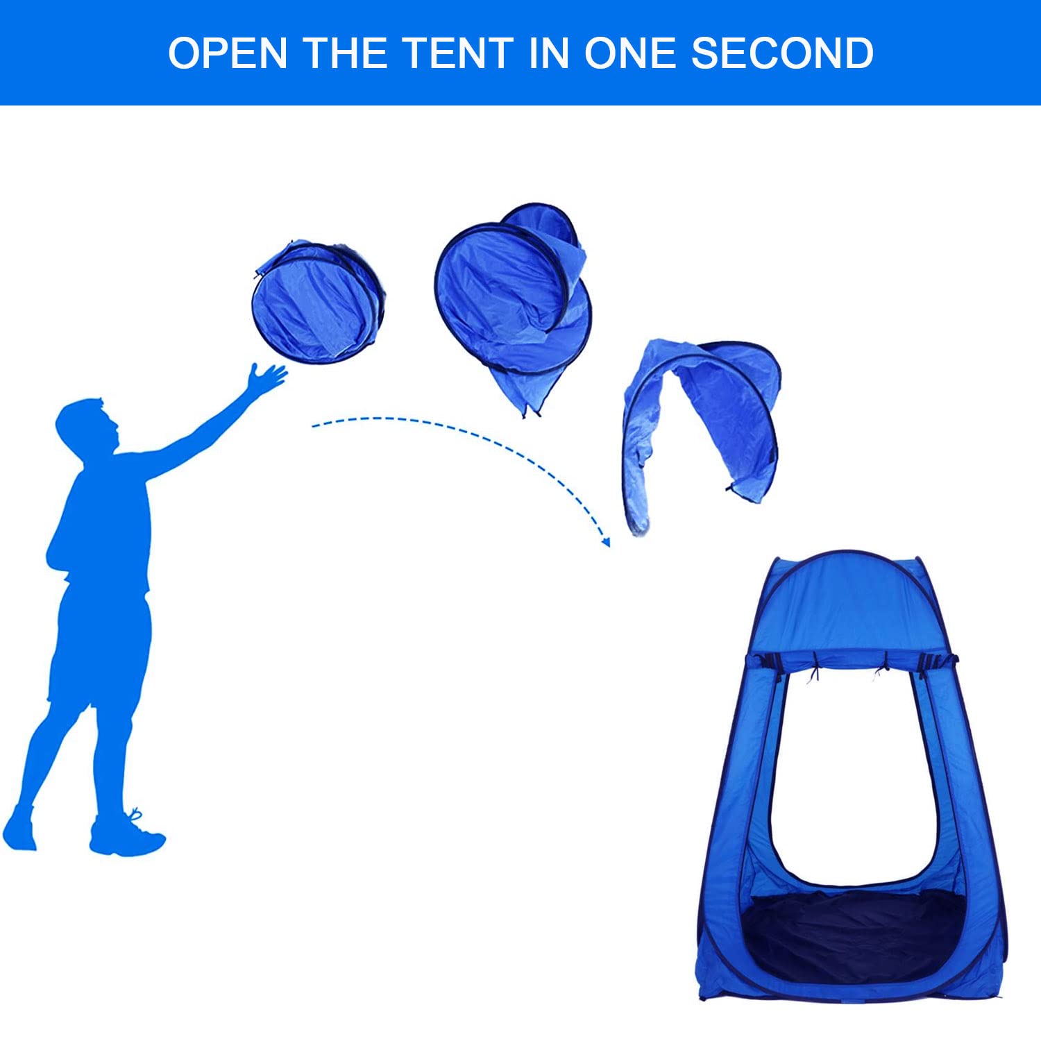 Sports Shelter Weather Tent Single Person Portable Pop Up Tent Pods Outdoor Rainproof & Windproof Double Doors for Watching Sport Events, Camping, Hiking, Fishing, Beach Tents Canopy