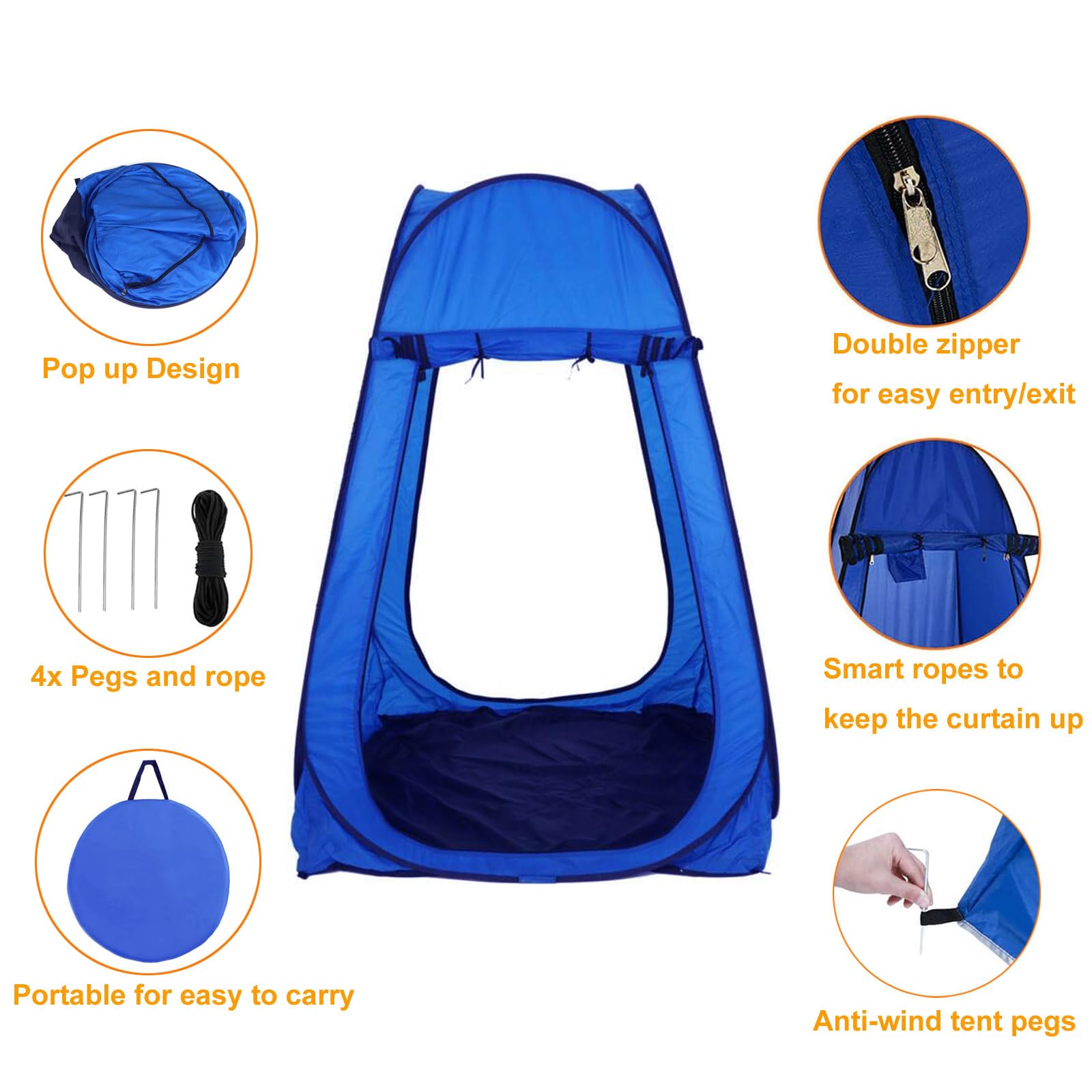 Sports Shelter Weather Tent Single Person Portable Pop Up Tent Pods Outdoor Rainproof & Windproof Double Doors for Watching Sport Events, Camping, Hiking, Fishing, Beach Tents Canopy