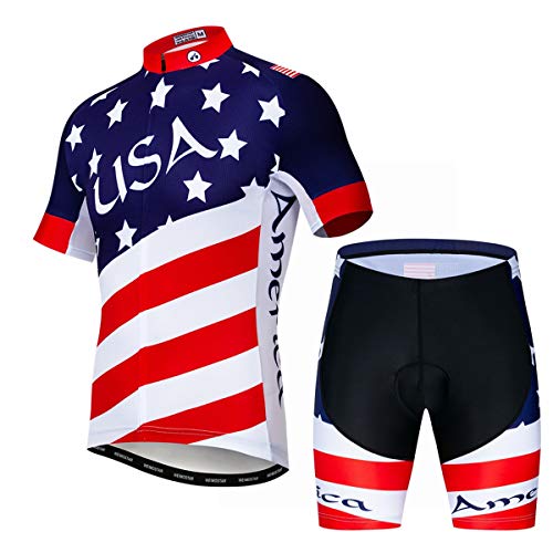 Men's Cycling Jerseys Set, Breathable Bicycle Clothing Road Bike Clothes Quick Dry Biking Jersey Size S-3XL