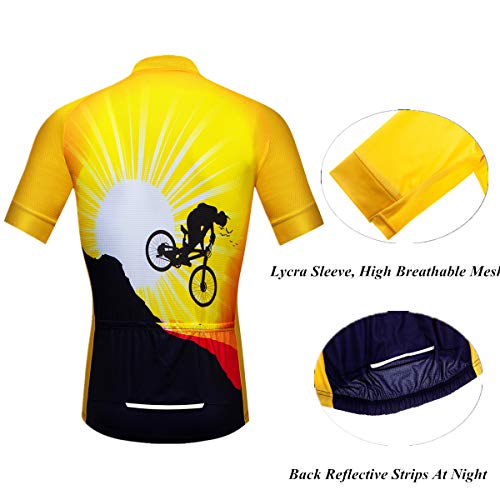 Men's Cycling Jerseys Set, Breathable Bicycle Clothing Road Bike Clothes Quick Dry Biking Jersey Size S-3XL