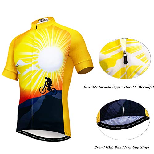 Men's Cycling Jerseys Set, Breathable Bicycle Clothing Road Bike Clothes Quick Dry Biking Jersey Size S-3XL