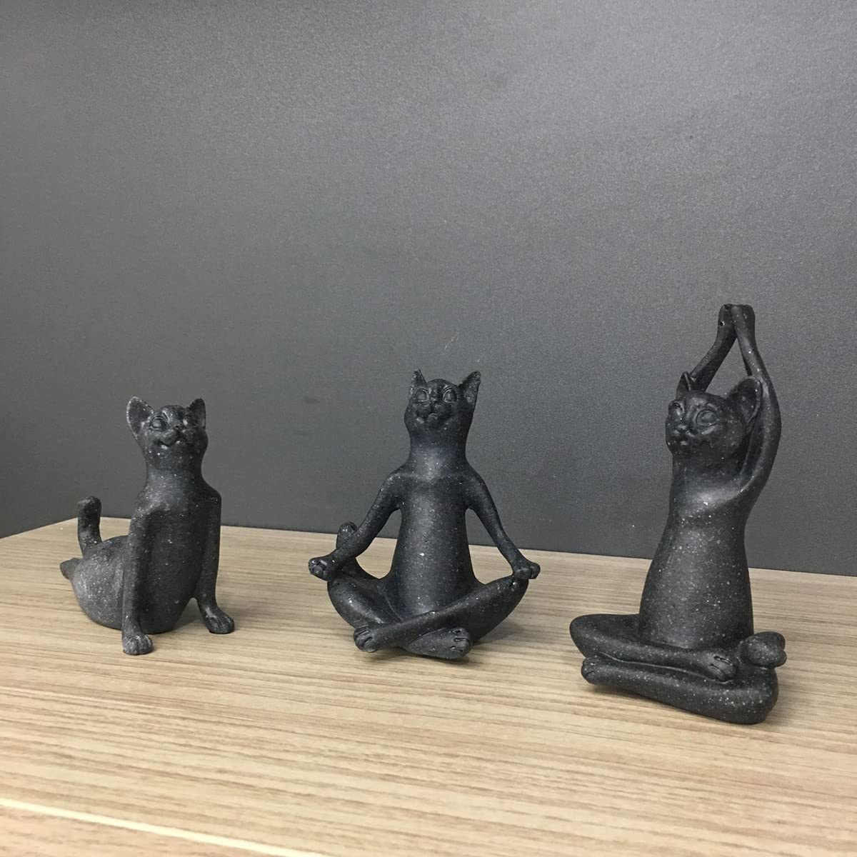 Artgenius Collective Yoga Cat Statue,Namaste Spiritual Home Decor Yoga Animal Figurine-Great Decor for Desktop, Bookshelf,Yoga Practice Room (Set of 3)