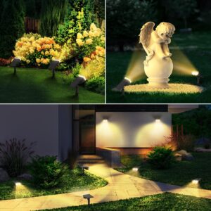 Linkind StarRay Dusk-to-Dawn Solar Spot Lights Outdoor Waterproof, IP67 3000k Warm White Solar Lights, 30% Conversion Rate Solar Landscape Spotlights for Yard Garden Porch, 4 Pack