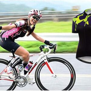 JPOJPO Women's Cycling Jersey, Short Sleeve Summer Biking Shirt Jacket, Bike Tops Bicycle Clothing Flowers