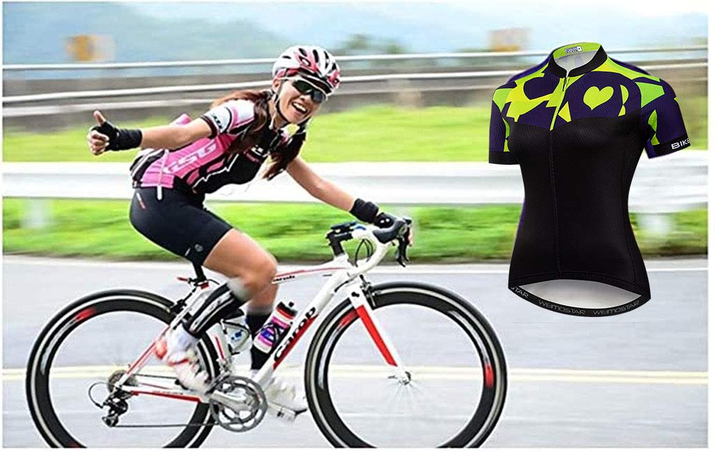 JPOJPO Women's Cycling Jersey, Short Sleeve Summer Biking Shirt Jacket, Bike Tops Bicycle Clothing Flowers