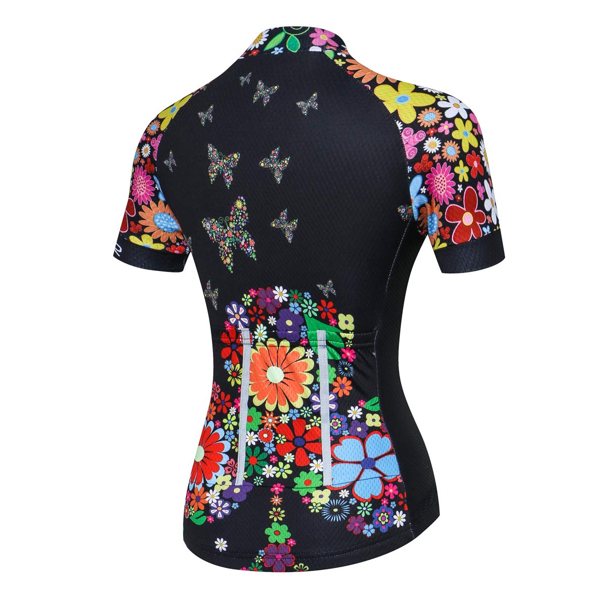 JPOJPO Women's Cycling Jersey, Short Sleeve Summer Biking Shirt Jacket, Bike Tops Bicycle Clothing Flowers