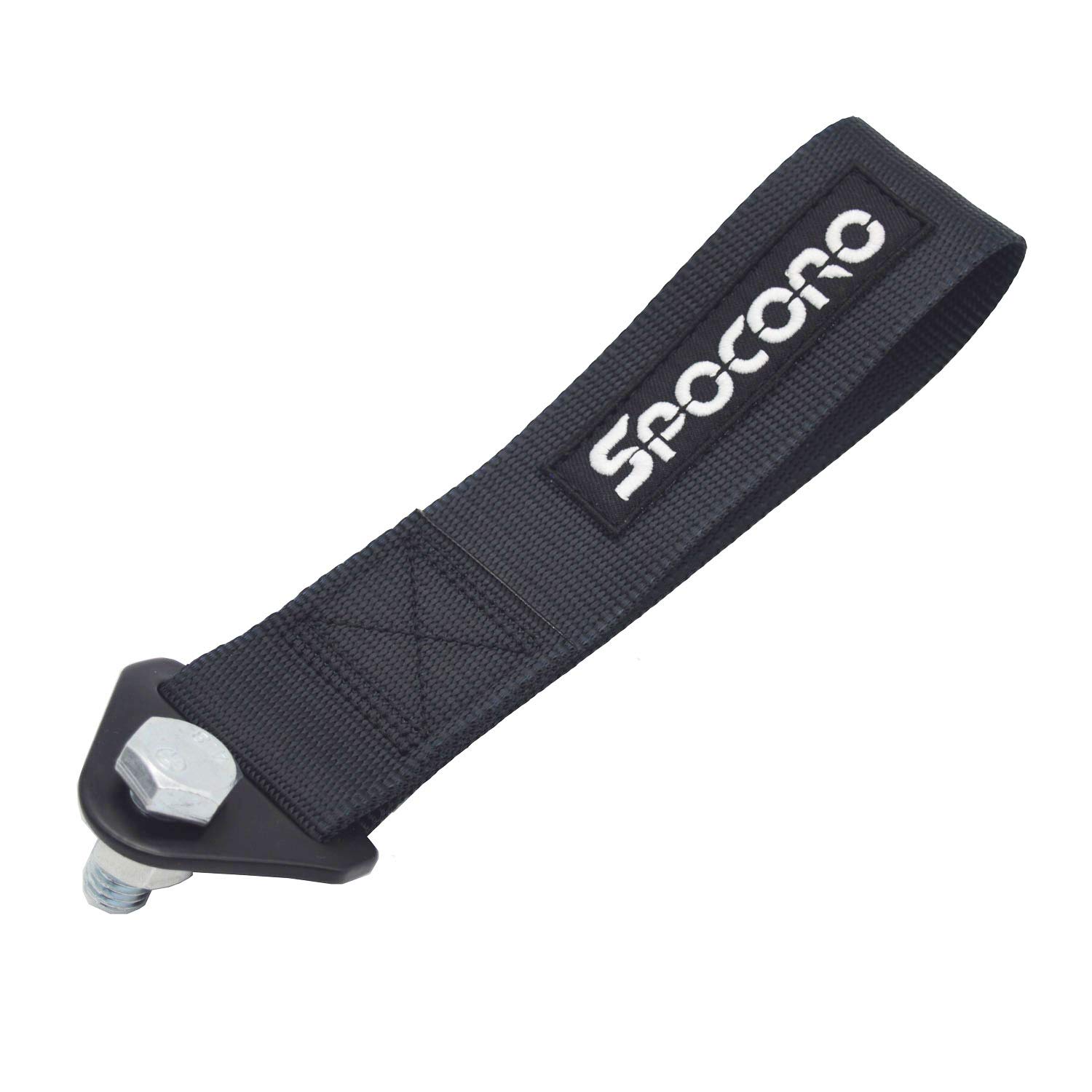 Spocoro Car Racing Tow Strap,Front or Rear Bumper Tow Strap Black (Pack of 1)