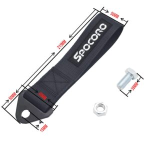 Spocoro Car Racing Tow Strap,Front or Rear Bumper Tow Strap Black (Pack of 1)