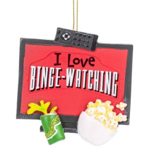 "i love binge-watching" sign ornament