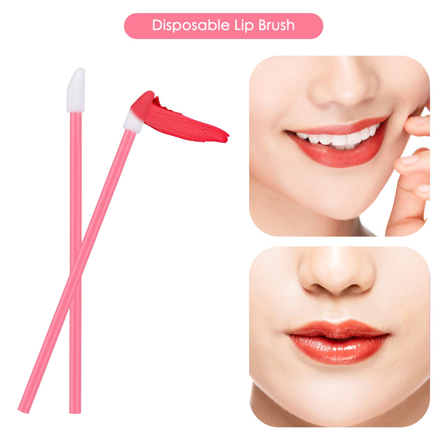 650PCS Disposable Lip Gloss Applicators Make Up Brush Lipstick Wands Makeup Applicators Brushes Applicator Tool Makeup Beauty Tool Kits Disposable Lip Brushes Tool Kits Pink