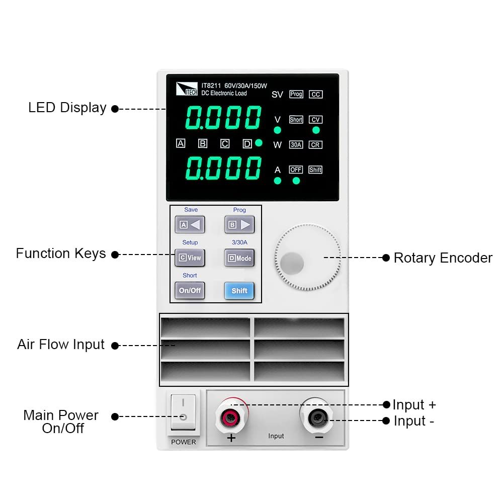 ITECH 60V / 30A / 150W DC Electronic Load Lab Adjustable Digital Control for Factory and Research IT8211