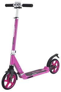 new bounce kick scooter - scooter for ages 8 and up with adjustable handlebar - the ultimate sport scooter is perfect for bigger children and adults weight limit 200lbs (pink)