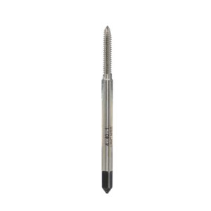 machine tap 4-40 unc thread pitch 3 flutes, high speed steel thread forming pointed tap, right hand, uncoated (bright) finish, round shank with square end, plug chamfer, hss machine screw plug tap