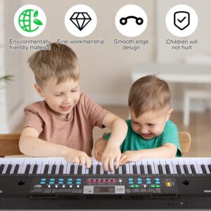 61-Key Electric Keyboard Piano, Portable Piano Keyboard with Music Stand, Microphone, Full-Size, Built-in Speakers, Dual Power Supply, Music Digital Piano for Beginners Kids Adult