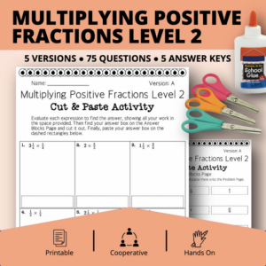 multiplying fractions level 2 cut & paste activity