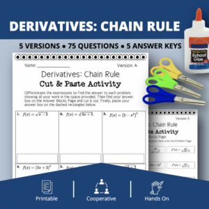 calculus derivatives: chain rule cut & paste activity