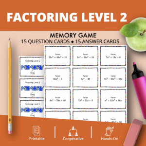 algebra: factoring level 2 math memory game