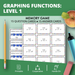 algebra: graphing transformations math memory game