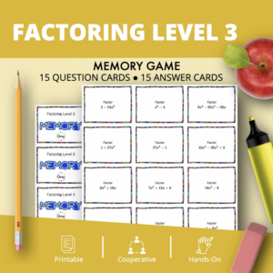 algebra: factoring level 3 math memory game