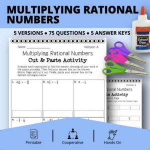 multiplying rational numbers cut & paste activity