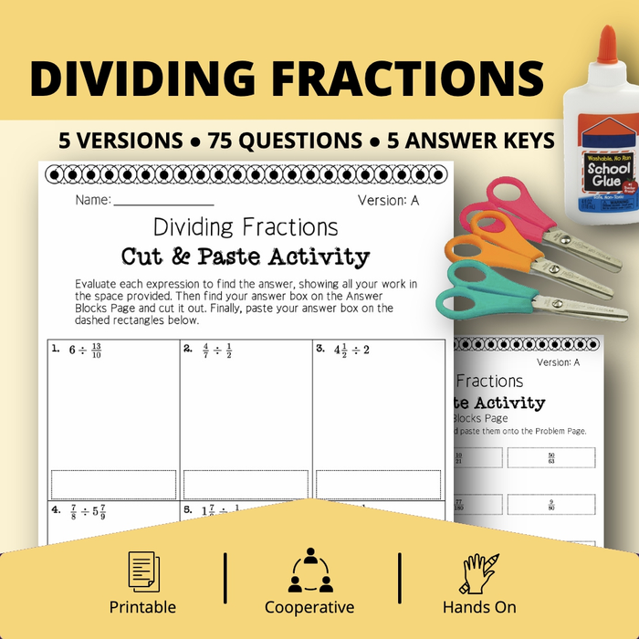 Dividing Fractions Cut & Paste Activity