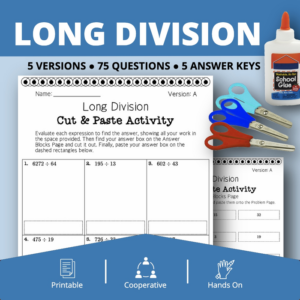 long division cut & paste activity