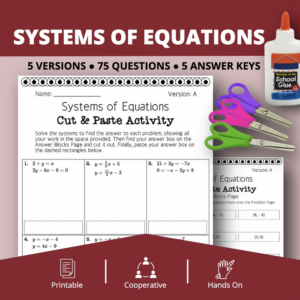 systems of equations cut & paste activity