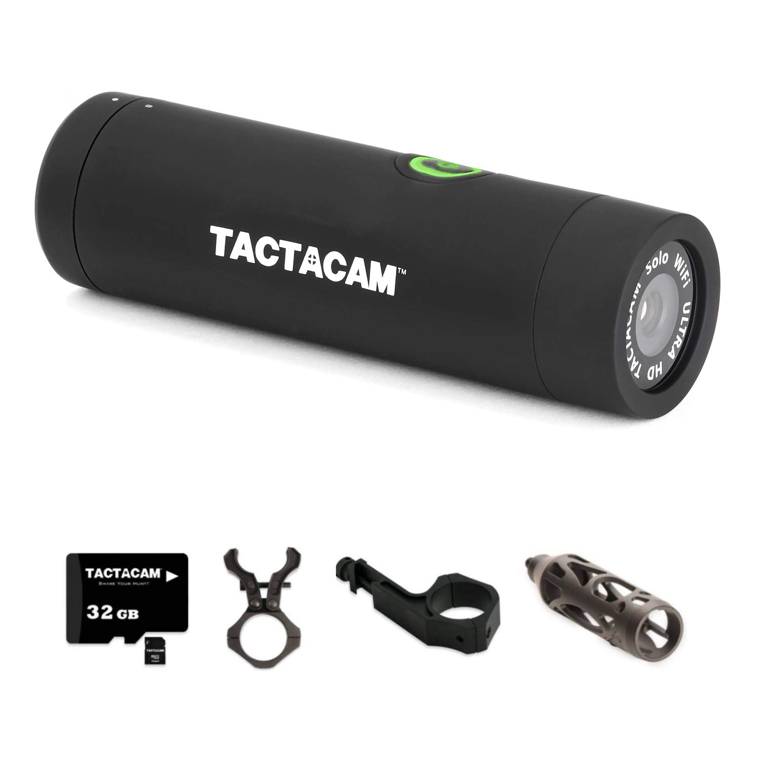 TACTACAM Solo Wi-Fi Hunting Action Camera + Barrel/Scope Mount, Under Scope Rail Mount, Bow Stabilizer Mount and 32GB microSD Card