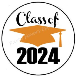 48 class of 2022 orange graduation envelope seals labels stickers 1.2" round