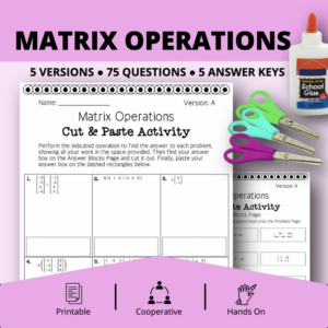 matrix operations cut & paste activity