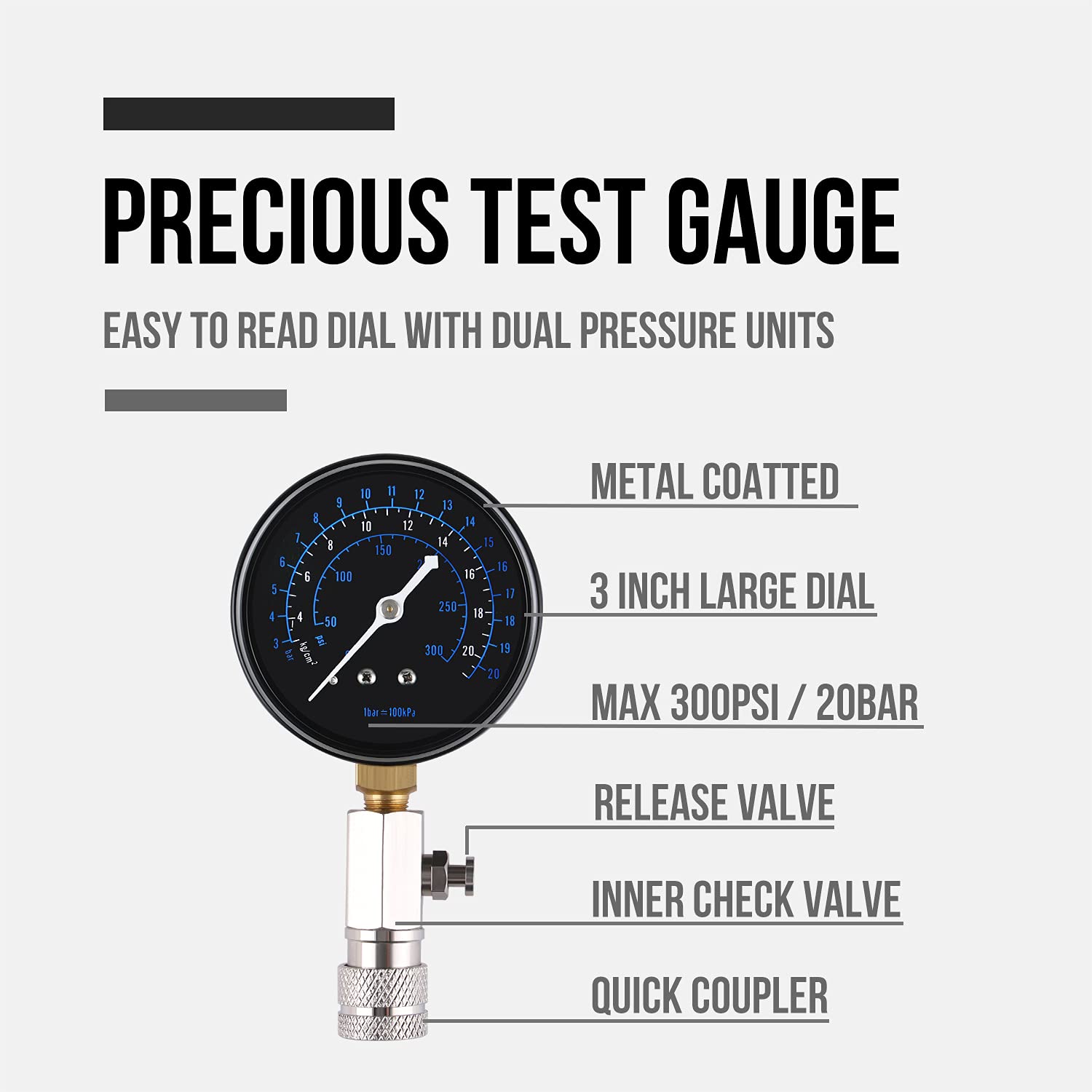 Lichamp Engine Compression Tester Automotive, Master Petrol Engine Cylinder Pressure Gauge for Motorcycle Car Truck