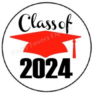 lomenticslomenticslomentics48 class of 2023 red graduation envelope seals labels stickers 1.2" round
