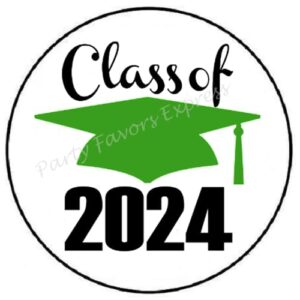 48 class of 2024 green graduation envelope seals labels stickers 1.2" round