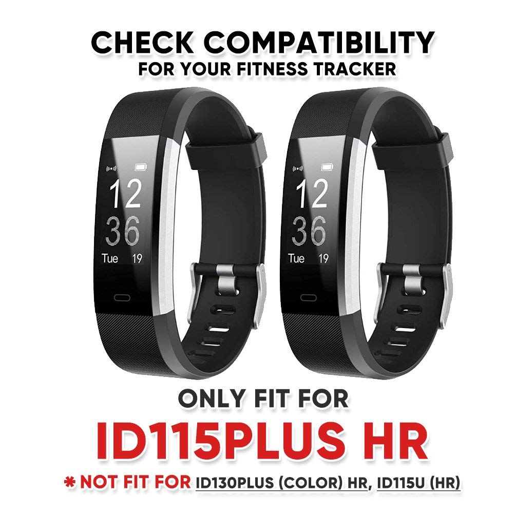 ZURURU Veryfitpro ID115Plus HR Replacement Bands for Veryfit Pro ID115Plus HR Fitness Tracker Smart Watch (Black+Black)